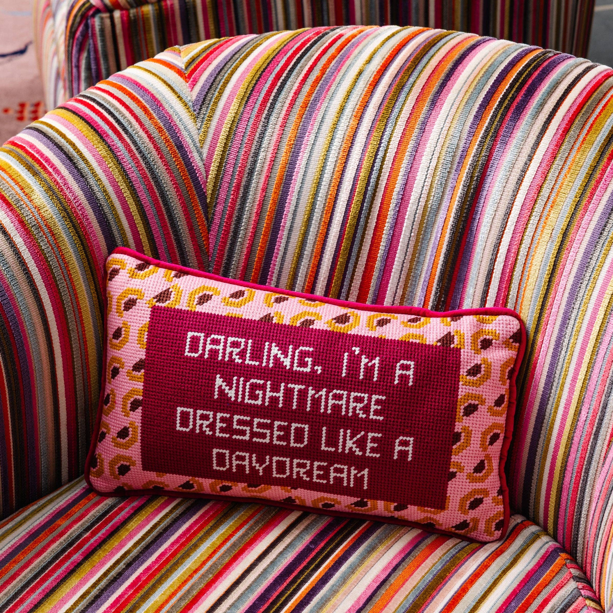 Dressed Like A Daydream Needlepoint Pillow