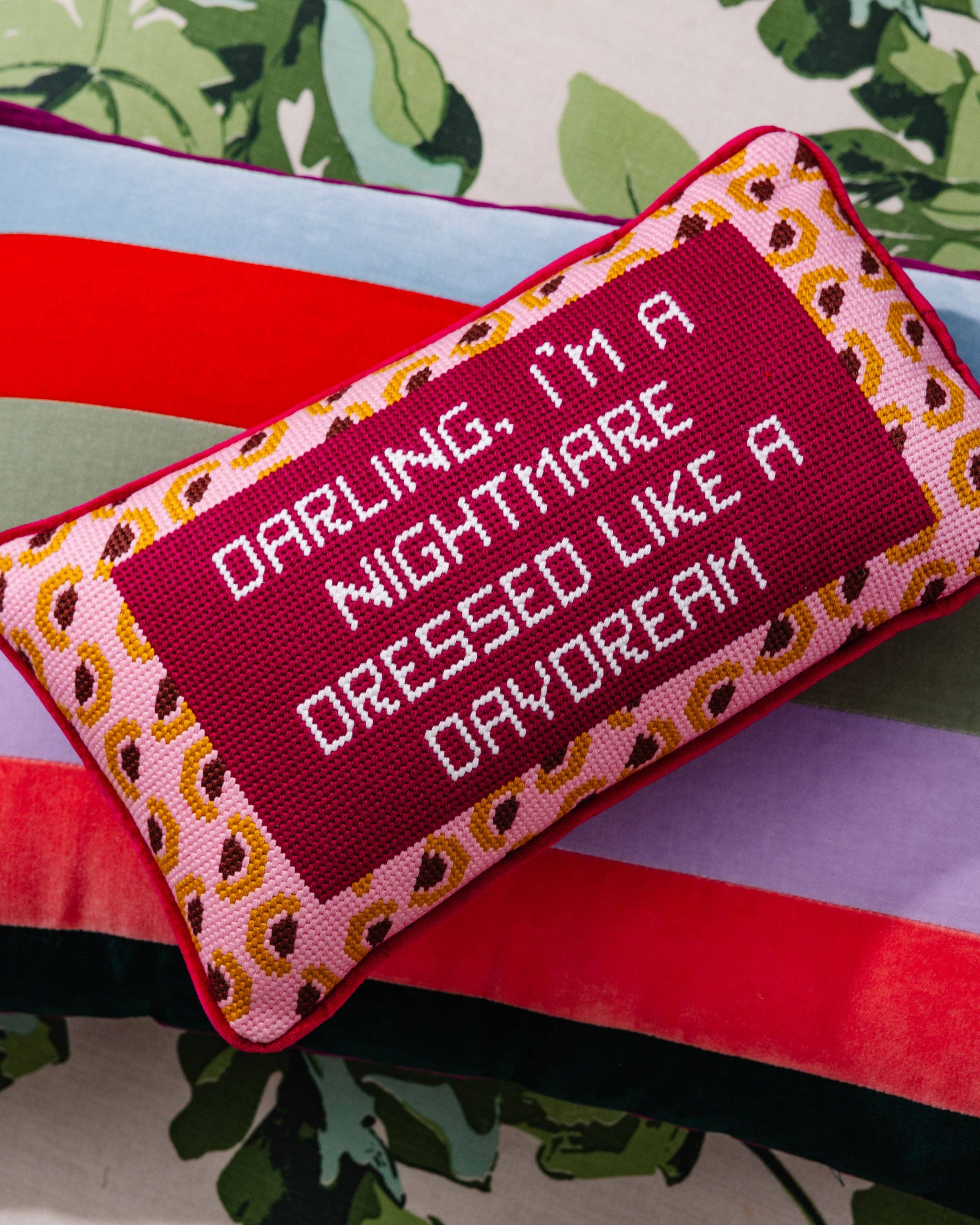 Dressed Like A Daydream Needlepoint Pillow