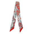 Abstract Pattern Printed Twilly Skinny Scarf: Red