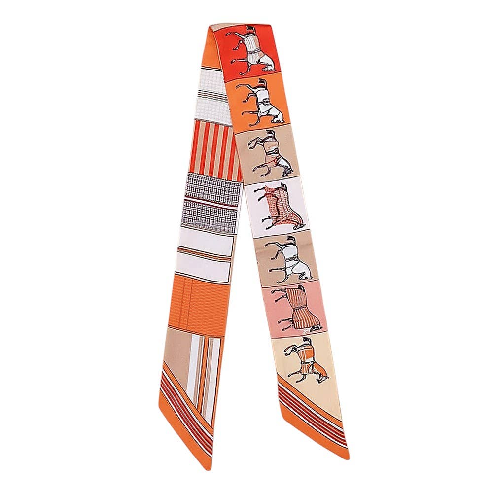 Equestrian Twilly Skinny Scarf: Orange