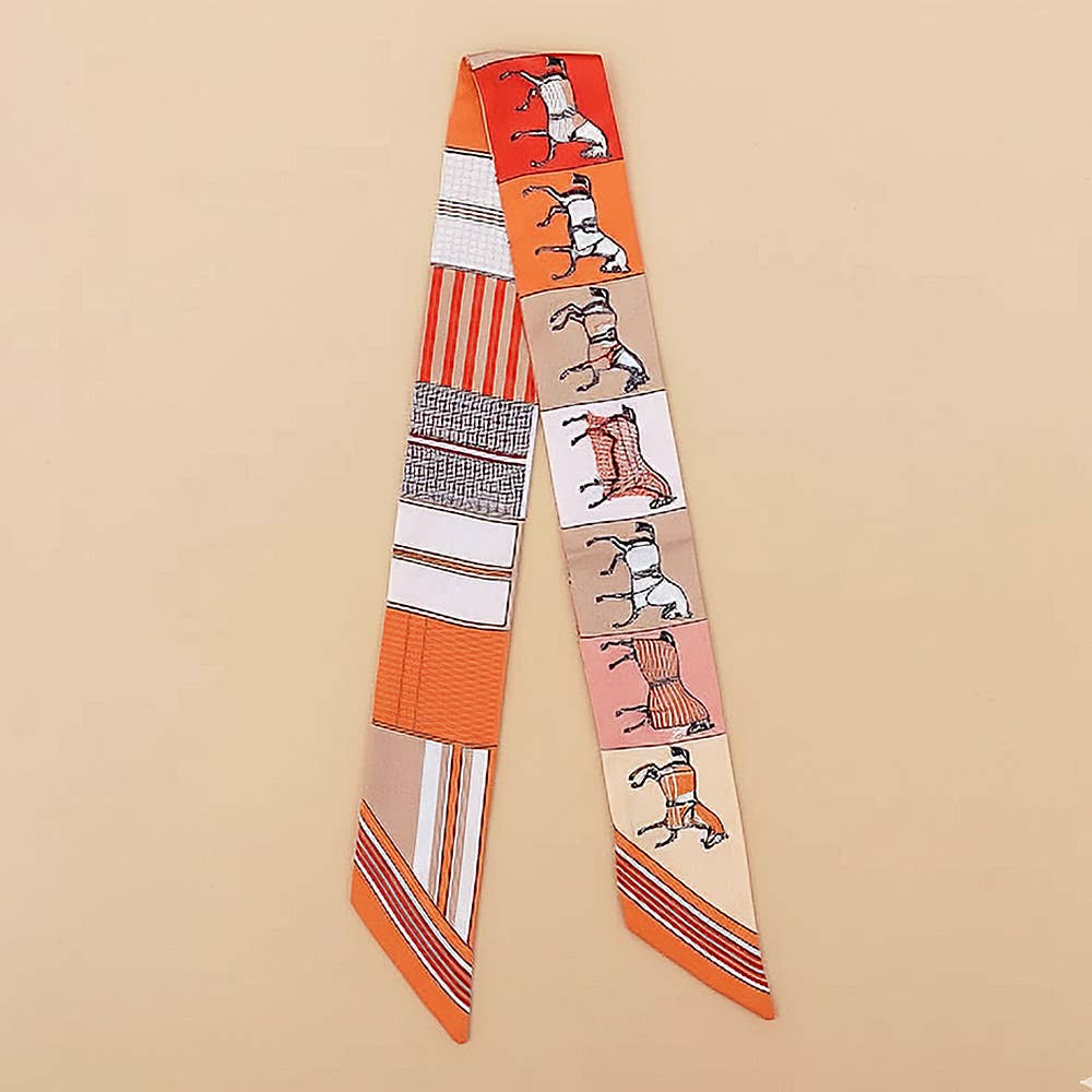 Equestrian Twilly Skinny Scarf: Orange