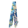 Abstract Pattern Printed Twilly Skinny Scarf: Blue,Dark