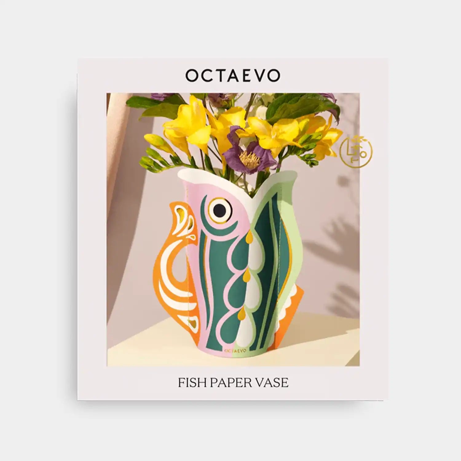 Octaevo Mini Paper Vase Fish, Flower Vase & Card Set
