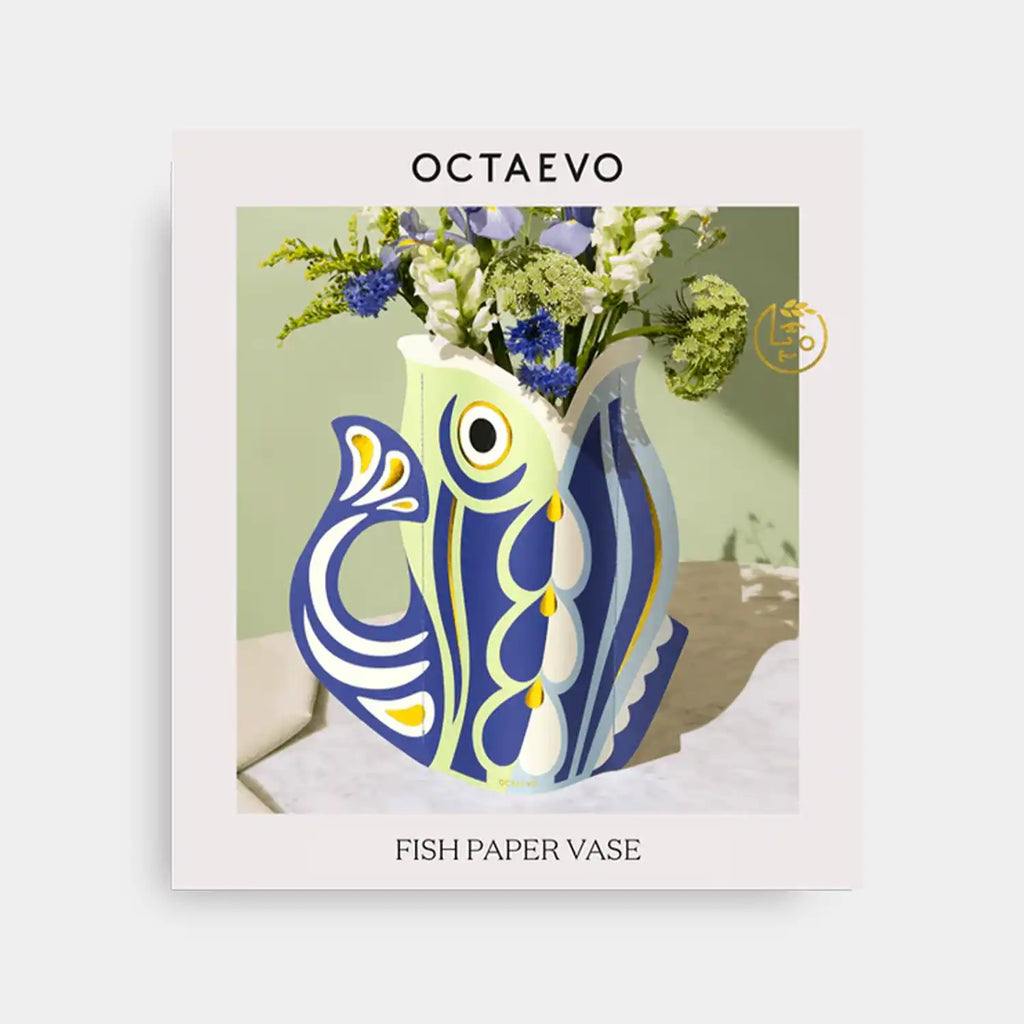 Paper Vase Fish Blue, Flower Vase from waterproof paper