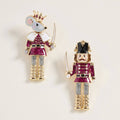 Holiday Mismatch Mouse King Nutcracker Earrings: Hot Pink