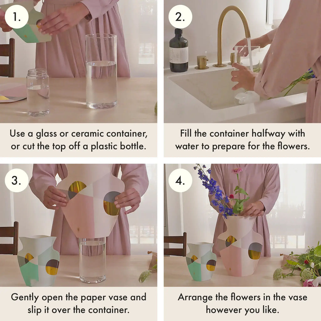 OCTAEVO Elysia Mini Paper Vase, Flower Vase & Card Set