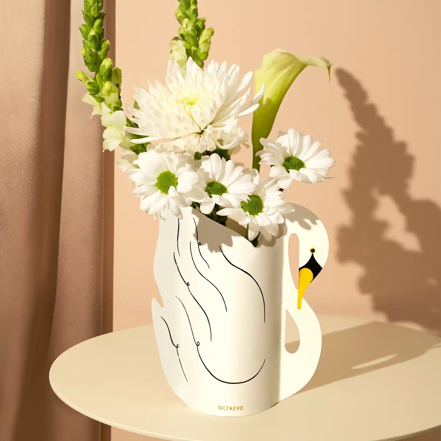 Octaevo Mini Paper Vase - Swan, Flower Vase & Card Set