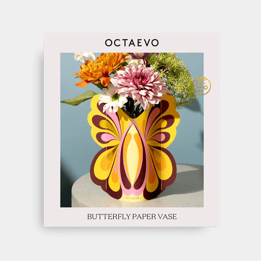 Octaevo Mini Paper Vase - Butterfly, Flower Vase & Card Set