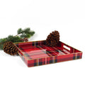 Red Plaid Square Tray