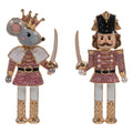 Holiday Mismatch Mouse King Nutcracker Earrings: Pink