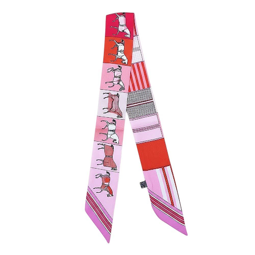 Equestrian Twilly Skinny Scarf: Pink