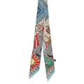 Geometric Architectural Pattern Printed Twilly Skinny Scarf: Blue,Light