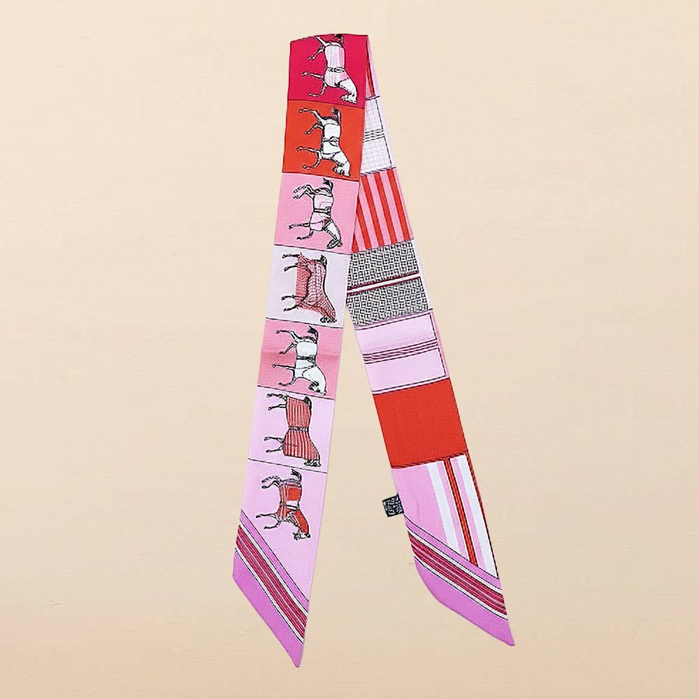 Equestrian Twilly Skinny Scarf: Pink
